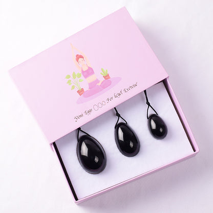 Grade A Natural Black Obsidian Kegel Eggs -天然A级黑耀石凯格尔锻炼球