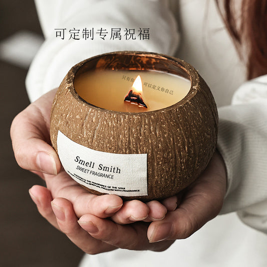 Coconut Shell Scented Candle Gift Set, Home Fragrance for Bedroom
