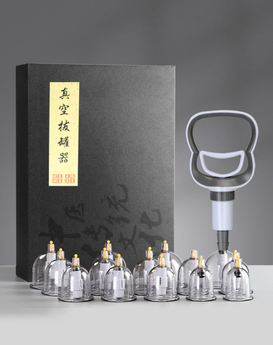 Luxury Gift Box Magnetic Vacuum PC Cupping Set with Air Pump -豪华礼盒带磁PC真空拔罐套装