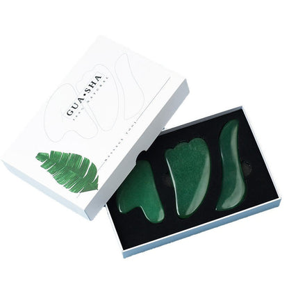 Natural Grade A Dongling Jade Gua Sha Tools, 3 Pieces -天然A级东陵玉石刮痧套装