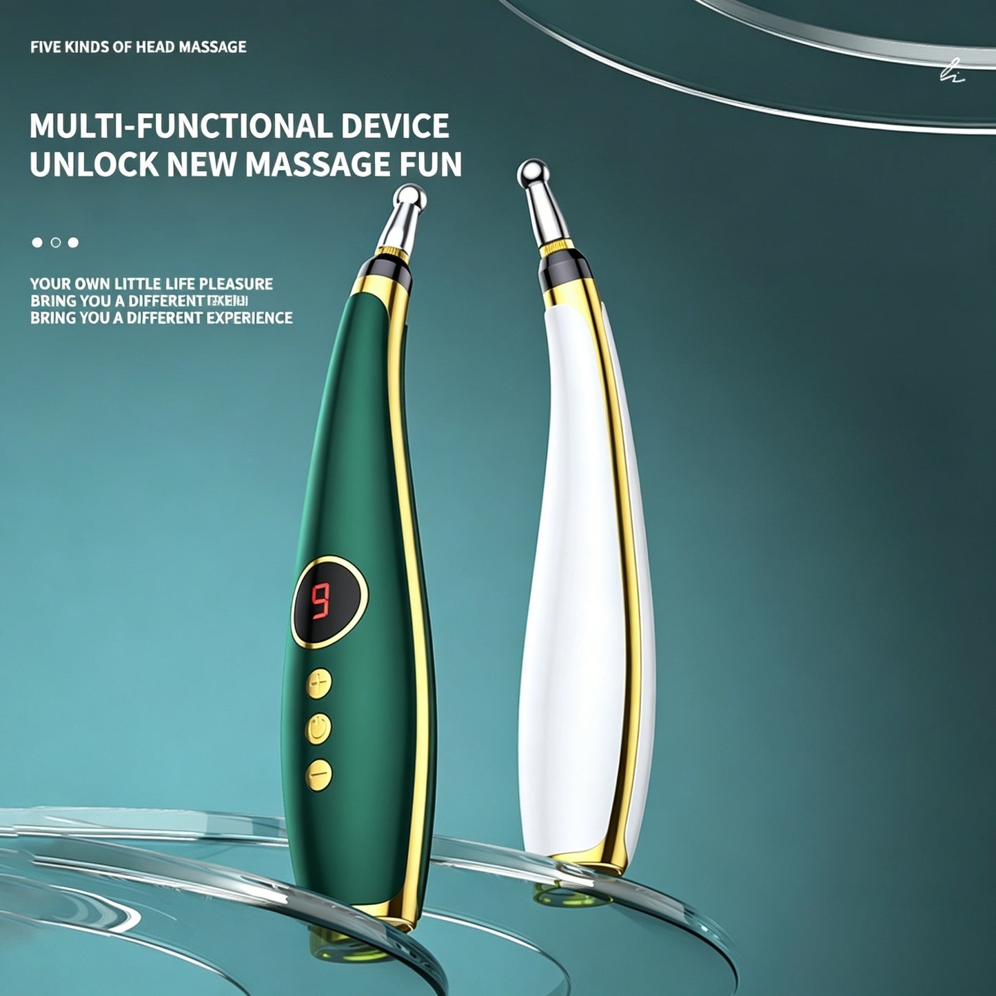 6-1 Auto-Sensing Electric Pulse Acupuncture Massage Pen  -6个可换头自动寻穴电子针灸按摩笔