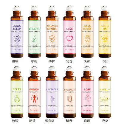 Roll-on Massage Essential Oil, 10ml -按摩滚珠精油，10ml/瓶