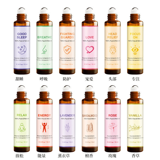 Roll-on Massage Essential Oil, 10ml -按摩滚珠精油，10ml/瓶