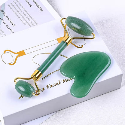 Natural Jade Rollers for Face and Eyes - Customize Logo -可定制玉石滚轮刮痧礼盒套装