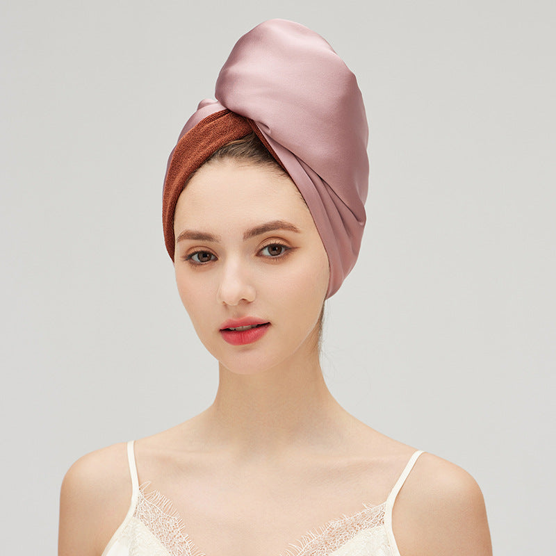 19 Momme Mulberry Silk Hair Turban, Thick Soft Anti-Frizz Hair Drying Cap