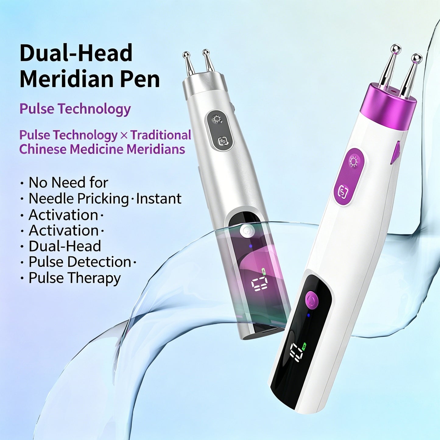 Dual-Head Auto-Sensing Electric Pulse Acupuncture Pen  -双头自动寻穴电子经络针灸笔