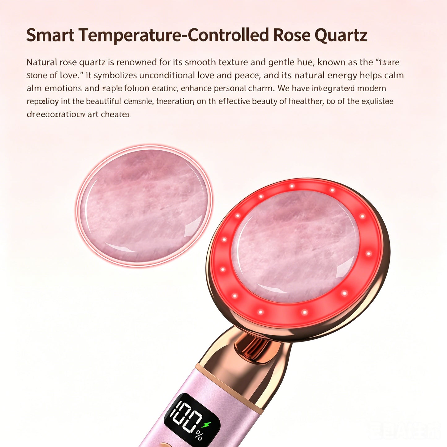 Electric Rose Quartz Vibrating Heating Led Beauty Massager -电动粉晶震动加热按摩美容棒