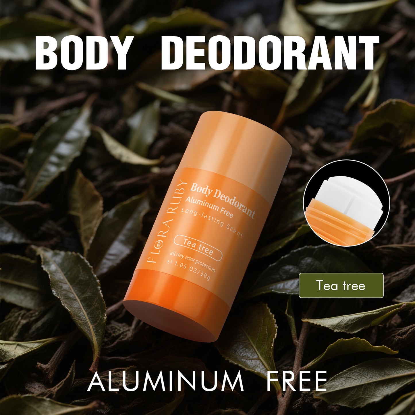 Portable Solid Deodorant Stick, Aluminum-Free, Long Lasting & No Residue