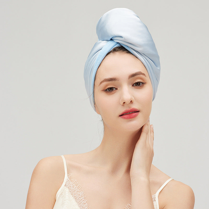 19 Momme Mulberry Silk Hair Turban, Thick Soft Anti-Frizz Hair Drying Cap