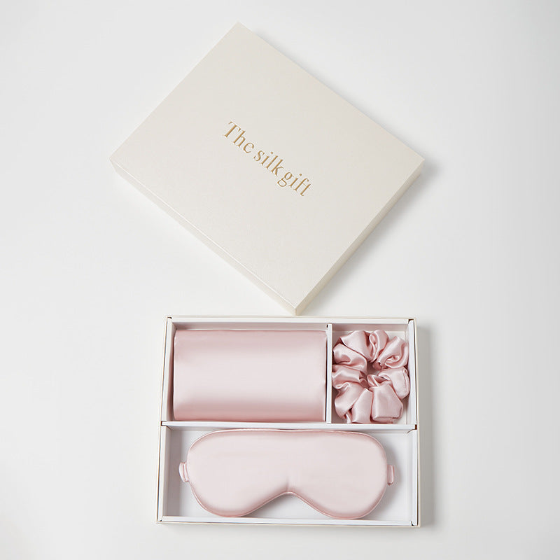 Mulberry Silk Set, Silk Pillowcase, Eye Mask & Hair Scrunchie, Skin Care Travel Essentials, Wedding Favor Gift