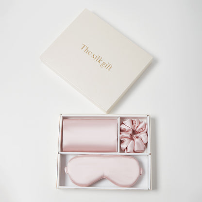 Mulberry Silk Set, Silk Pillowcase, Eye Mask & Hair Scrunchie, Skin Care Travel Essentials, Wedding Favor Gift