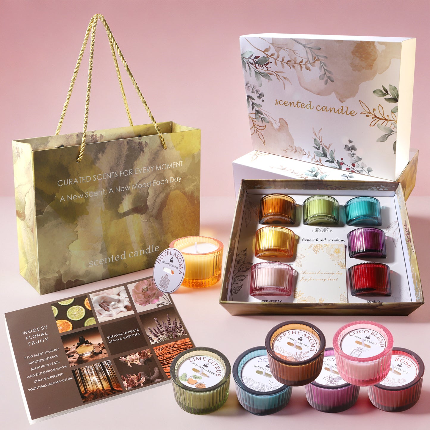7 Colors Rainbow Scented Candle Set, Mood Aromatherapy Candles