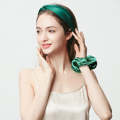 19 Momme Mulberry Silk Hair Scrunchie & Headband, Bright Tone Luxury Gift