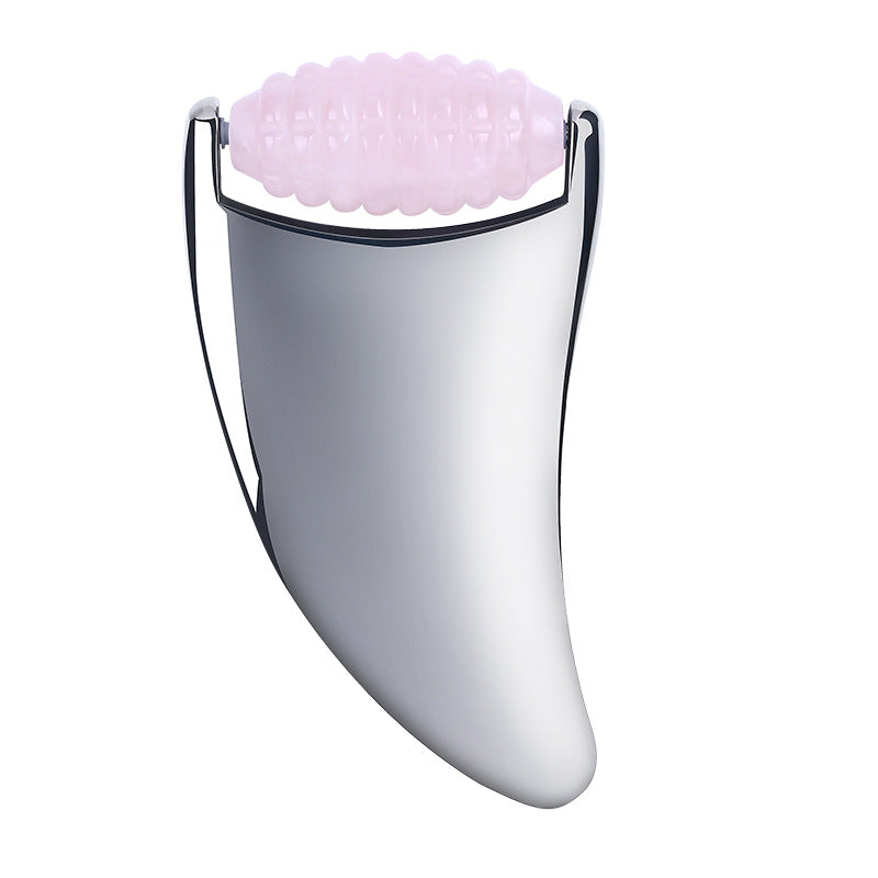 2-in-1  Spiky Jade Roller Steel Gua Sha Dual-purpose Facial Massage Beauty Tool