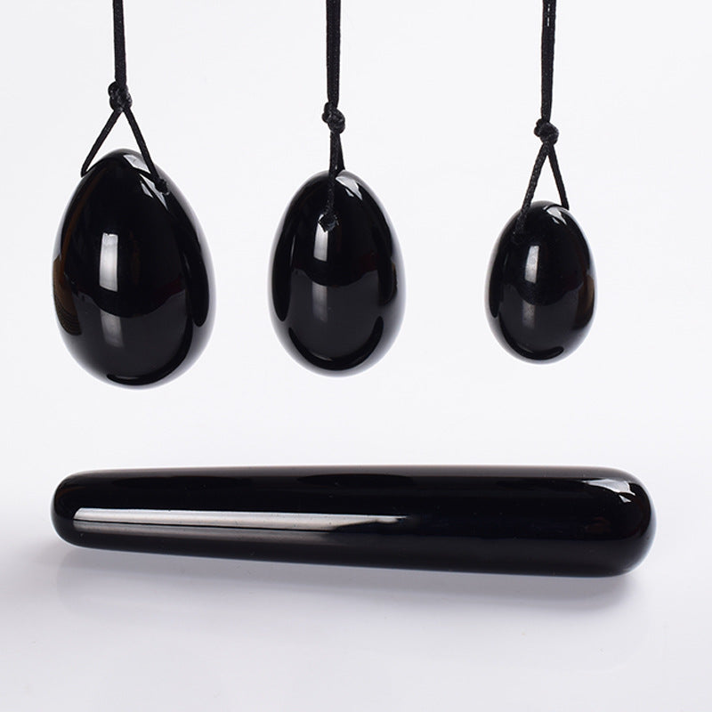 Grade A Natural Black Obsidian Kegel Eggs -天然A级黑耀石凯格尔锻炼球