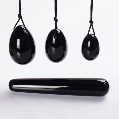 Grade A Natural Black Obsidian Kegel Eggs -天然A级黑耀石凯格尔锻炼球