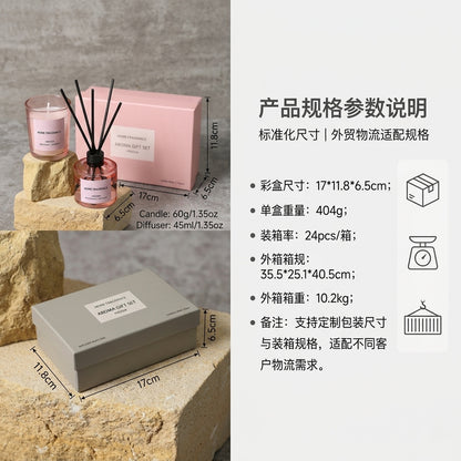 Pure Natural Scented Candle & Reed Diffuser Gift Set, 4 Scents, Long-lasting Fragrance