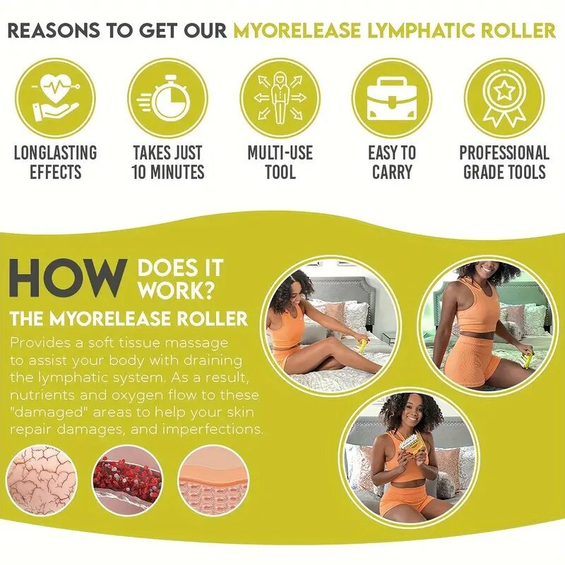 Handheld Massage Fascia Relaxation Roller with Massage Points(Yellow) -手持筋膜放松按摩滚轮(黄色)