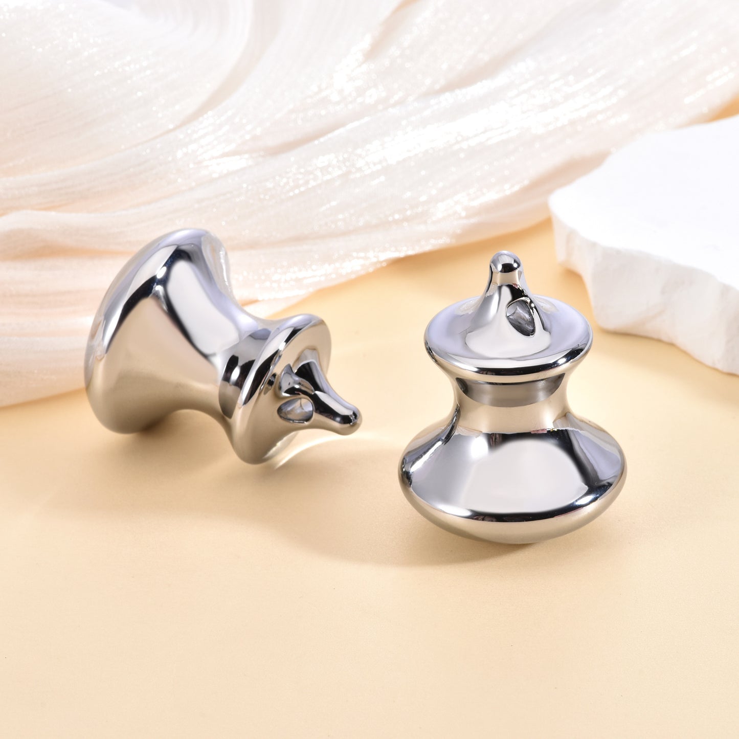 304 Steel Mushroon Facial Massager with Trigger Pointer -304不锈钢蘑菇型脸部按摩器带点穴