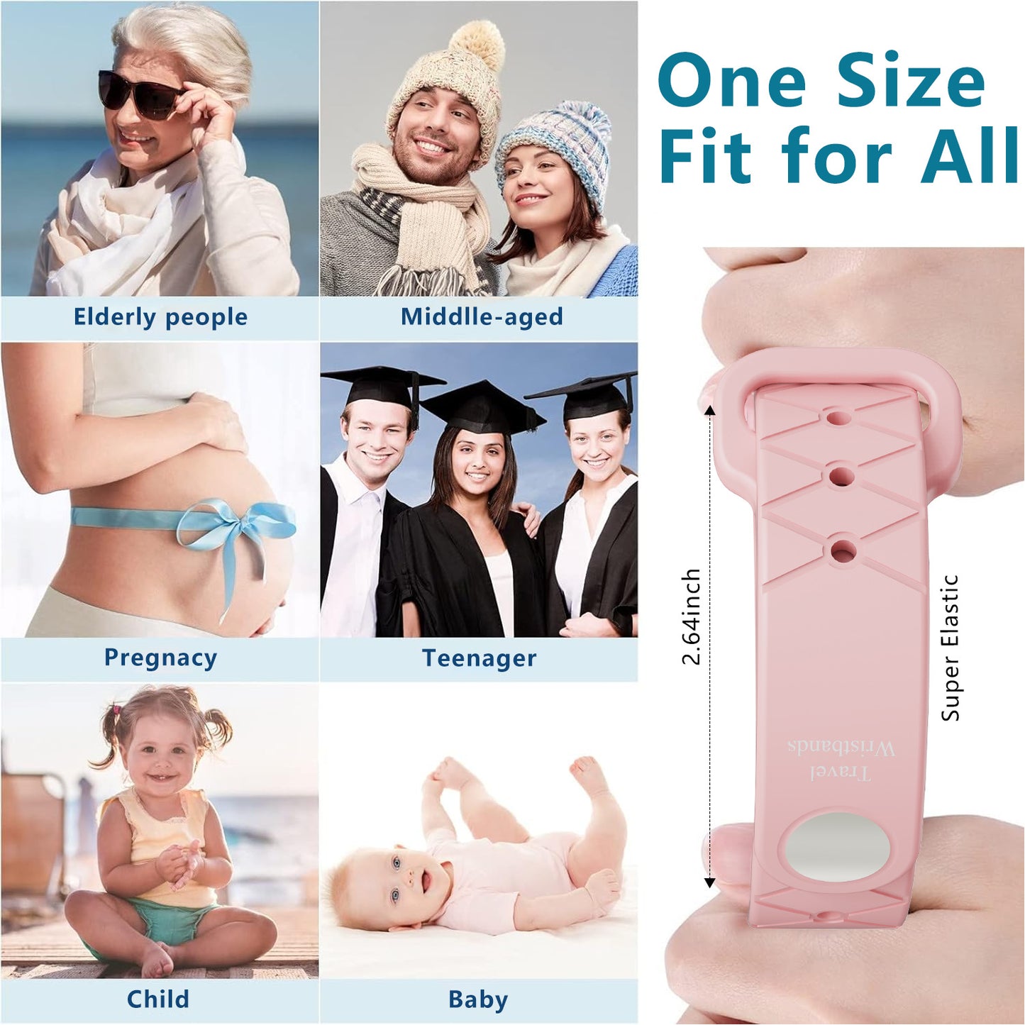 Silicone Anti-Motion Sickness Wristbands for Car Sickness, Seasickness & Morning Sickness, 100% Natural Relief