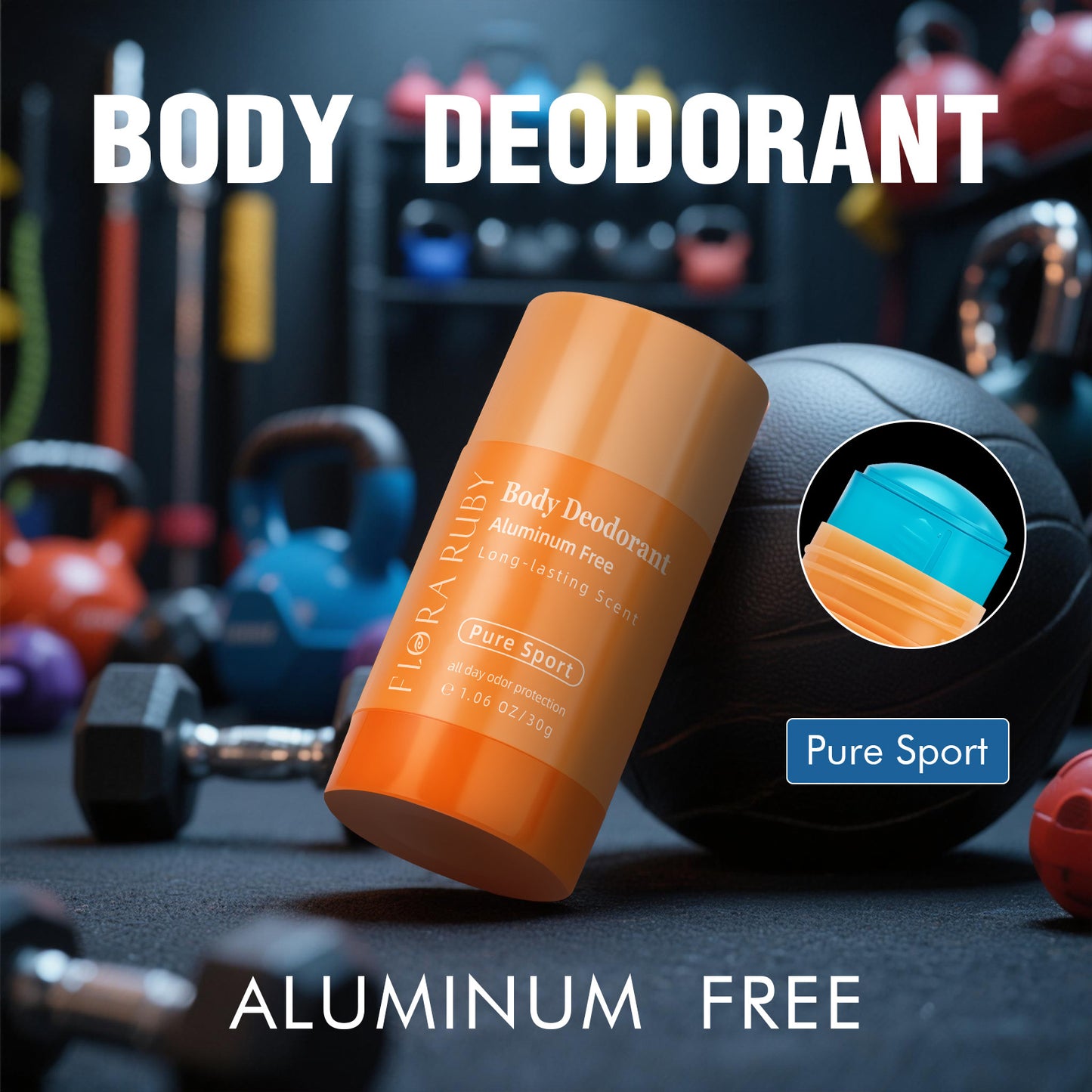 Portable Solid Deodorant Stick, Aluminum-Free, Long Lasting & No Residue