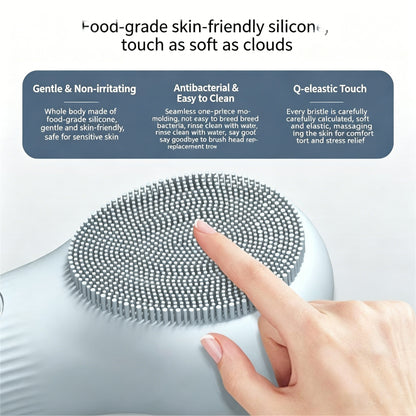 Waterproof Electric Silicone Heating Facial Cleanser -防水电动恒温加热硅胶脸部清洁刷