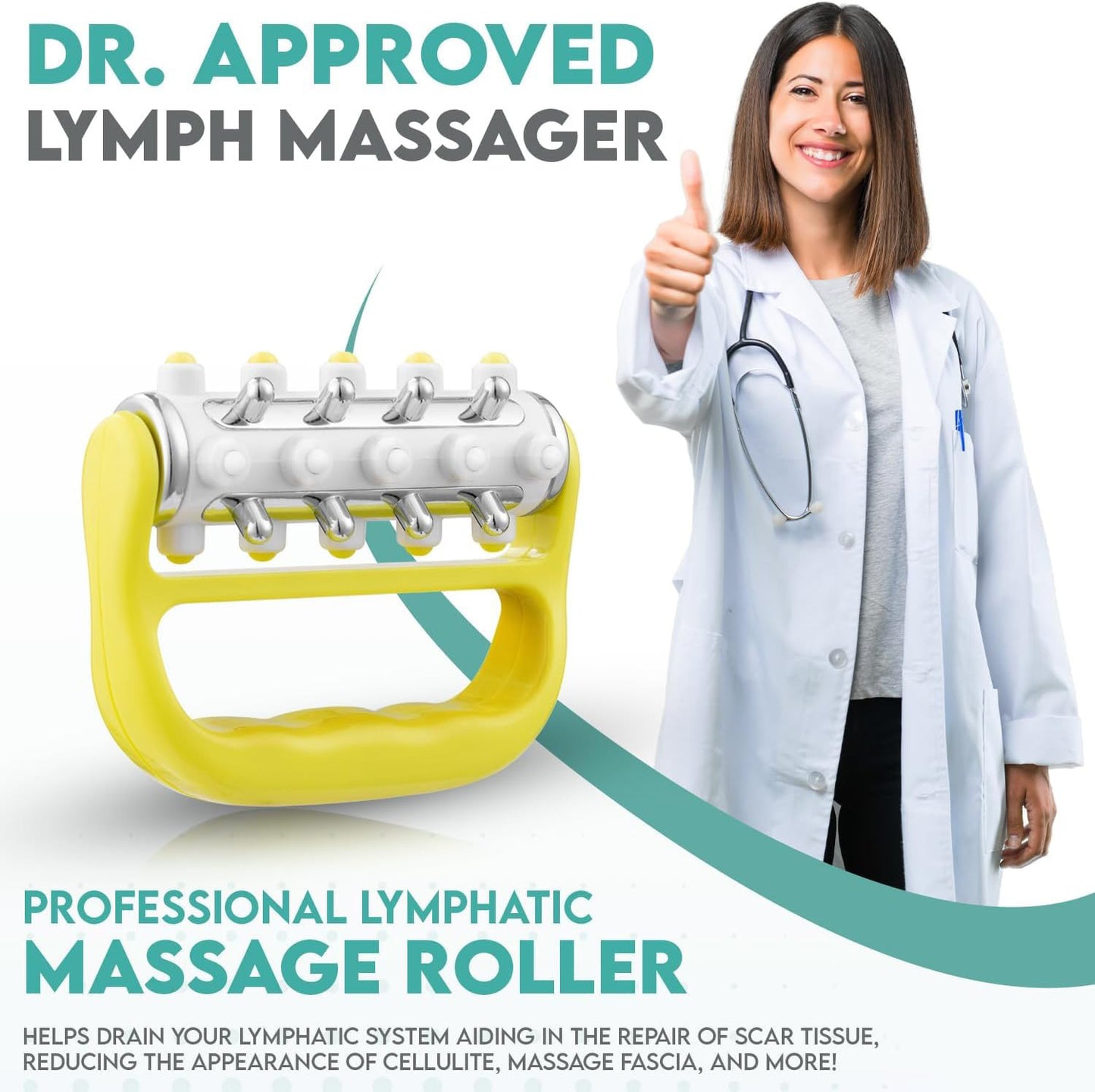 Handheld Massage Fascia Relaxation Roller with Massage Points(Yellow) -手持筋膜放松按摩滚轮(黄色)