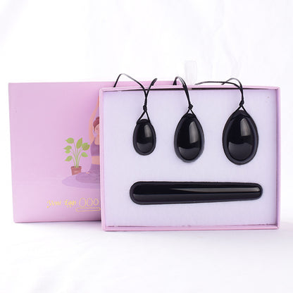 Grade A Natural Black Obsidian Kegel Eggs -天然A级黑耀石凯格尔锻炼球