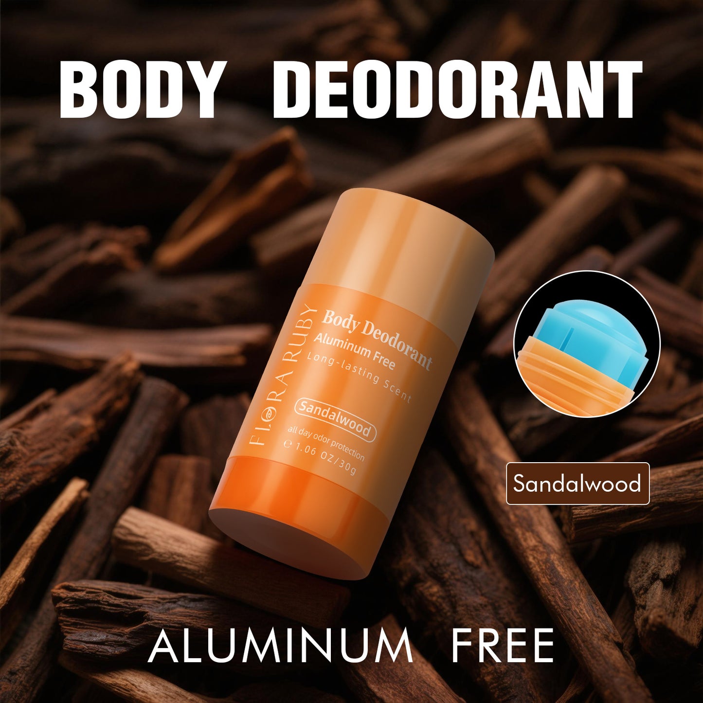 Portable Solid Deodorant Stick, Aluminum-Free, Long Lasting & No Residue