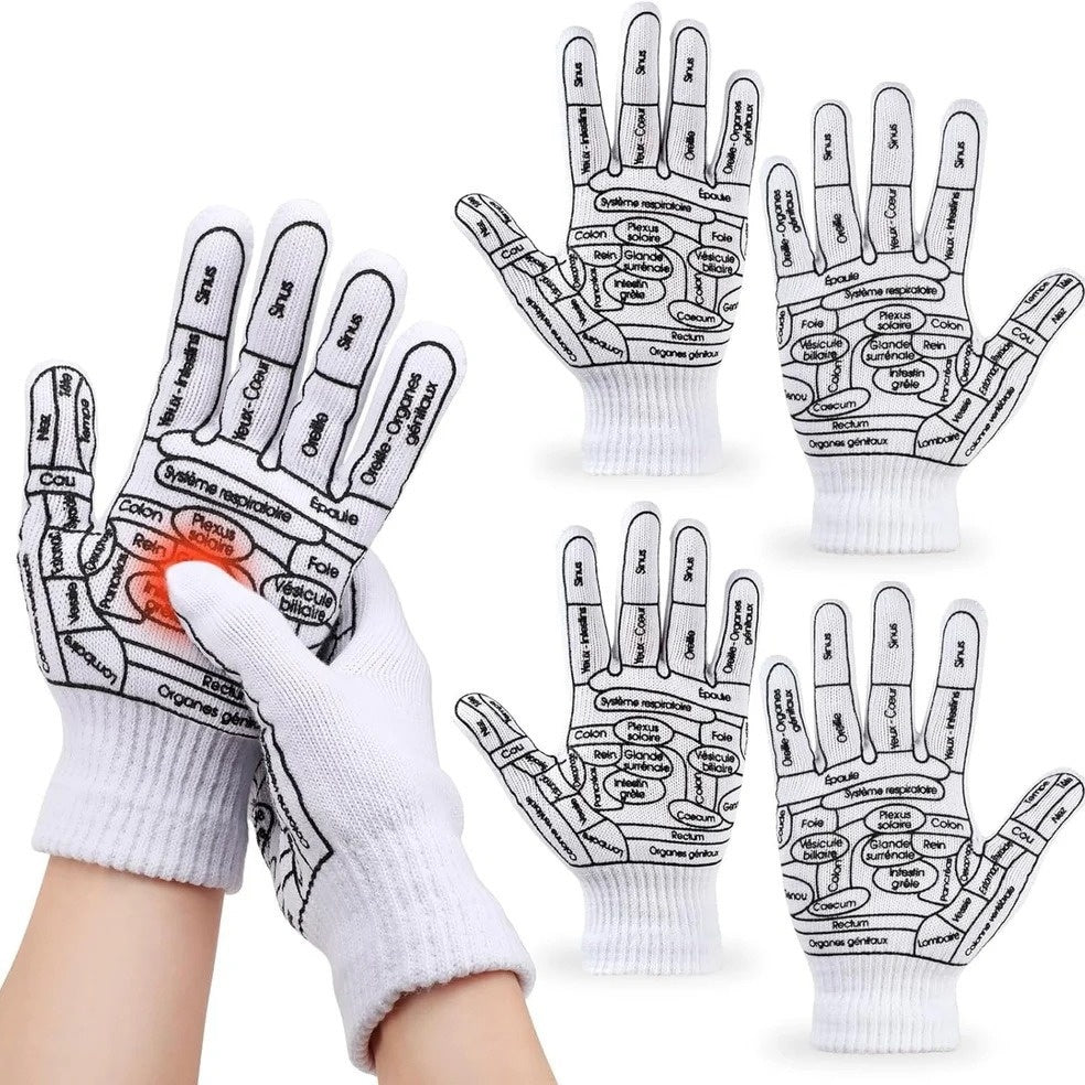 Hands Reflexology Gloves -灰白色穴位手套