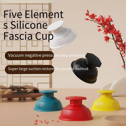 Medical Grade Silicone Cupping with 5 Natural Symbols -医疗级别自然元素彩绘拔罐
