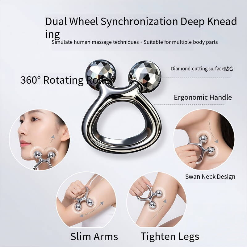 Ring Grip Zinc Alloy Dual Ball Facial Roller -锌合金环握式双球脸部滚轮