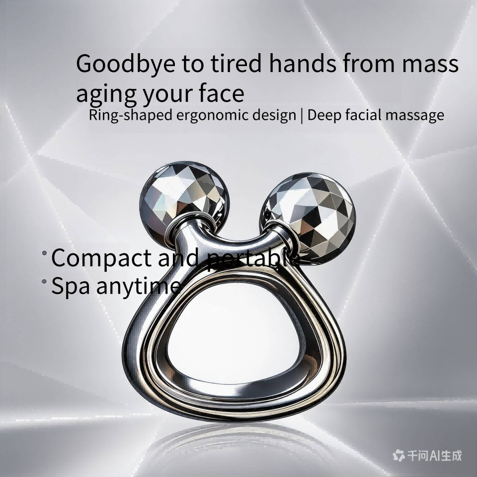 Ring Grip Zinc Alloy Dual Ball Facial Roller -锌合金环握式双球脸部滚轮