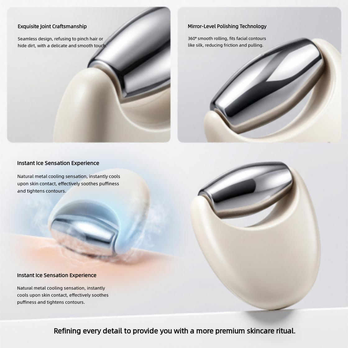 Silicone Zinc Alloy Facial Massage Roller -硅胶锌合金面部按摩滚轮